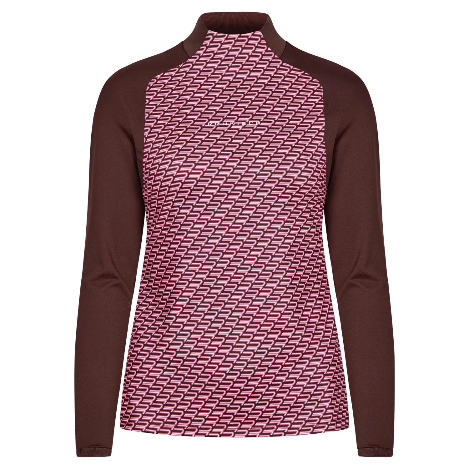 Rohnisch Ellie Brushed Ladies Thermal Golf Polo Shirt Carmine Rose Retro R Monogram 3 Rohnisch Ellie Brushed Ladies Thermal Golf Polo Shirt Carmine Rose Retro R Monogram