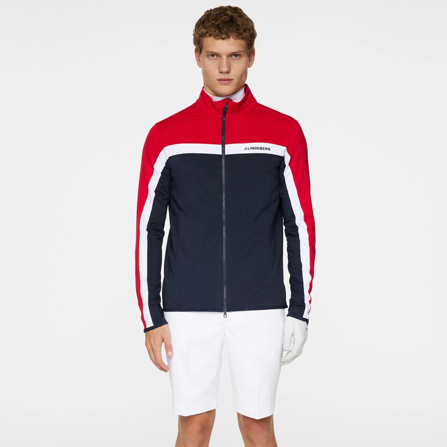 J.Lindeberg J Lindeberg Jarvis Mens Golf Mid Layer Barbados Cherry 5 J.Lindeberg J Lindeberg Jarvis Mens Golf Mid Layer Barbados Cherry - Image 3