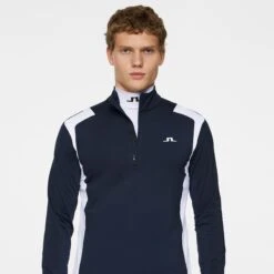 J.Lindeberg J Lindeberg Lukas Quarter Zip Mens Golf Mid Layer Navy 13 J.Lindeberg J Lindeberg Lukas Quarter Zip Mens Golf Mid Layer Navy -Teepeg Store image435897914