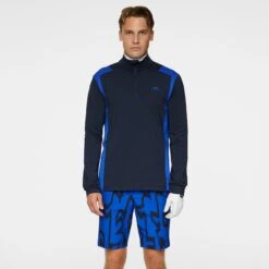 J.Lindeberg J Lindeberg Lukas Quarter Zip Mens Golf Mid Layer Club Blue -Teepeg Store image435898385