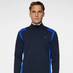 J.Lindeberg J Lindeberg Lukas Quarter Zip Mens Golf Mid Layer Club Blue -Teepeg Store image435898387