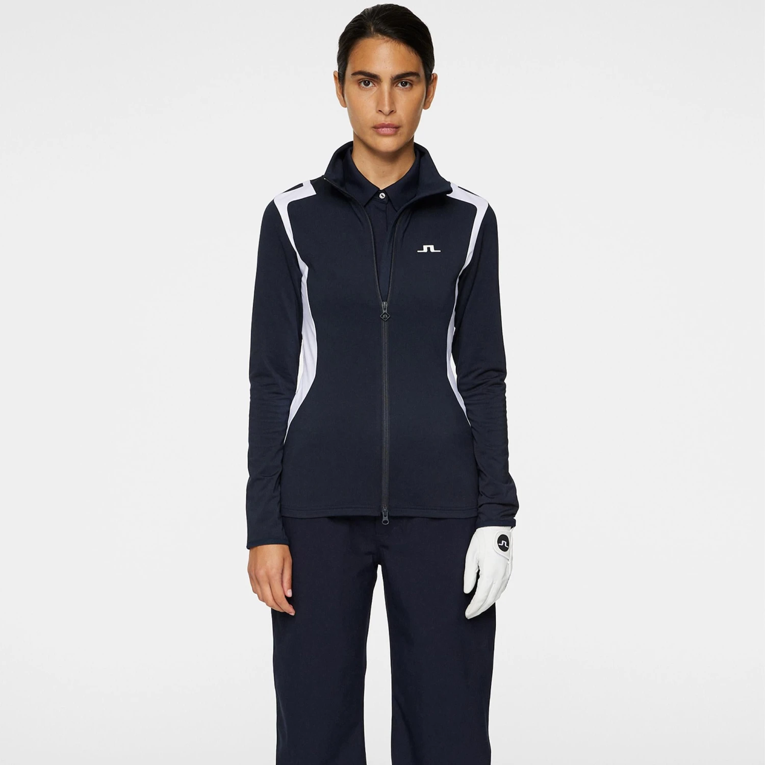 J.Lindeberg J Lindeberg Mae Full Zip Ladies Golf Mid Layer Navy 5 J.Lindeberg J Lindeberg Mae Full Zip Ladies Golf Mid Layer Navy - Image 3