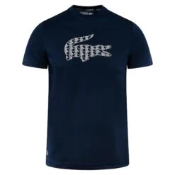 Lacoste Ultra Dry Jacquard Croc Logo Mens T-Shirt Navy -Teepeg Store image435918359