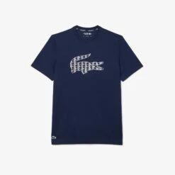 Lacoste Ultra Dry Jacquard Croc Logo Mens T-Shirt Navy -Teepeg Store image435918367