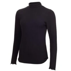 Green Lamb Mackenzie Ribbed Ladies Golf Polo Neck Black
