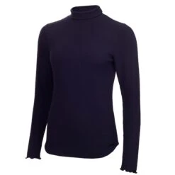 Green Lamb Mackenzie Ribbed Ladies Golf Polo Neck Navy