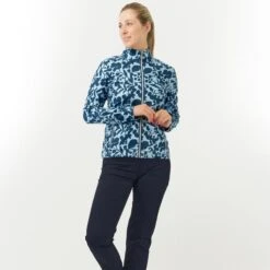 Pure Golf Auttie Winterweight Ladies Golf Mid Layer Midnight Rose Navy -Teepeg Store image437283859