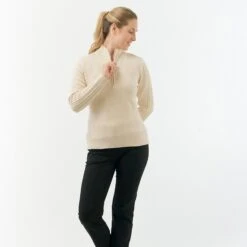 Pure Golf Sorrell Cable Knit Lined Ladies Golf Jumper Champagne 15 Pure Golf Sorrell Cable Knit Lined Ladies Golf Jumper Champagne -Teepeg Store image437286333