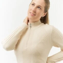 Pure Golf Sorrell Cable Knit Lined Ladies Golf Jumper Champagne 19 Pure Golf Sorrell Cable Knit Lined Ladies Golf Jumper Champagne -Teepeg Store image437286341