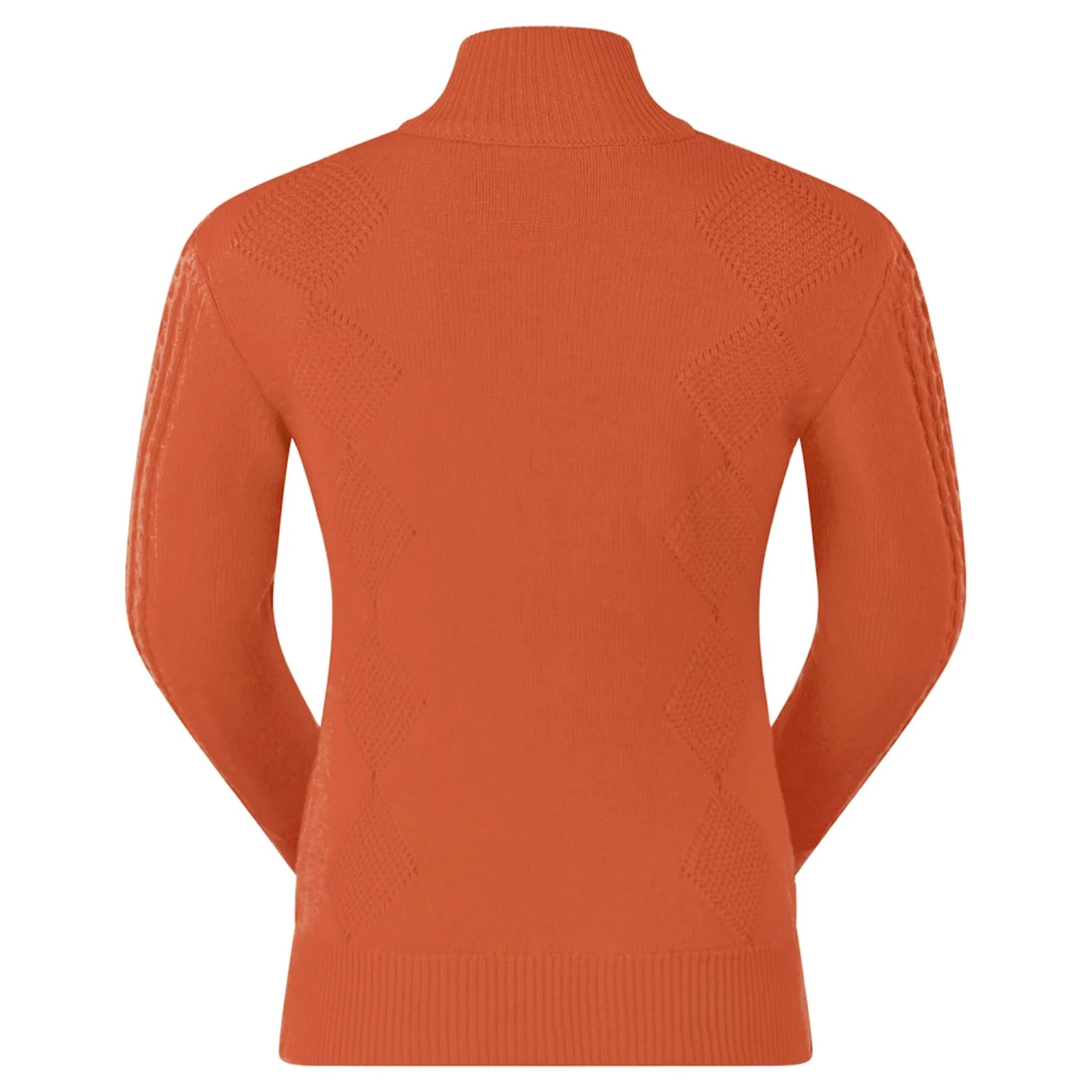 Pure Golf Sorrell Cable Knit Lined Ladies Golf Jumper Ember Orange 4 Pure Golf Sorrell Cable Knit Lined Ladies Golf Jumper Ember Orange - Image 2