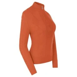 Pure Golf Sorrell Cable Knit Lined Ladies Golf Jumper Ember Orange 14 Pure Golf Sorrell Cable Knit Lined Ladies Golf Jumper Ember Orange -Teepeg Store image437286713
