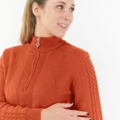 Pure Golf Sorrell Cable Knit Lined Ladies Golf Jumper Ember Orange 19 Pure Golf Sorrell Cable Knit Lined Ladies Golf Jumper Ember Orange -Teepeg Store image437286723