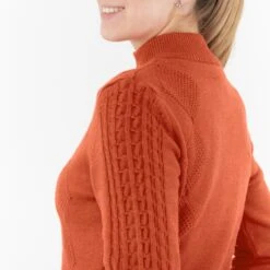 Pure Golf Sorrell Cable Knit Lined Ladies Golf Jumper Ember Orange 20 Pure Golf Sorrell Cable Knit Lined Ladies Golf Jumper Ember Orange -Teepeg Store image437286725