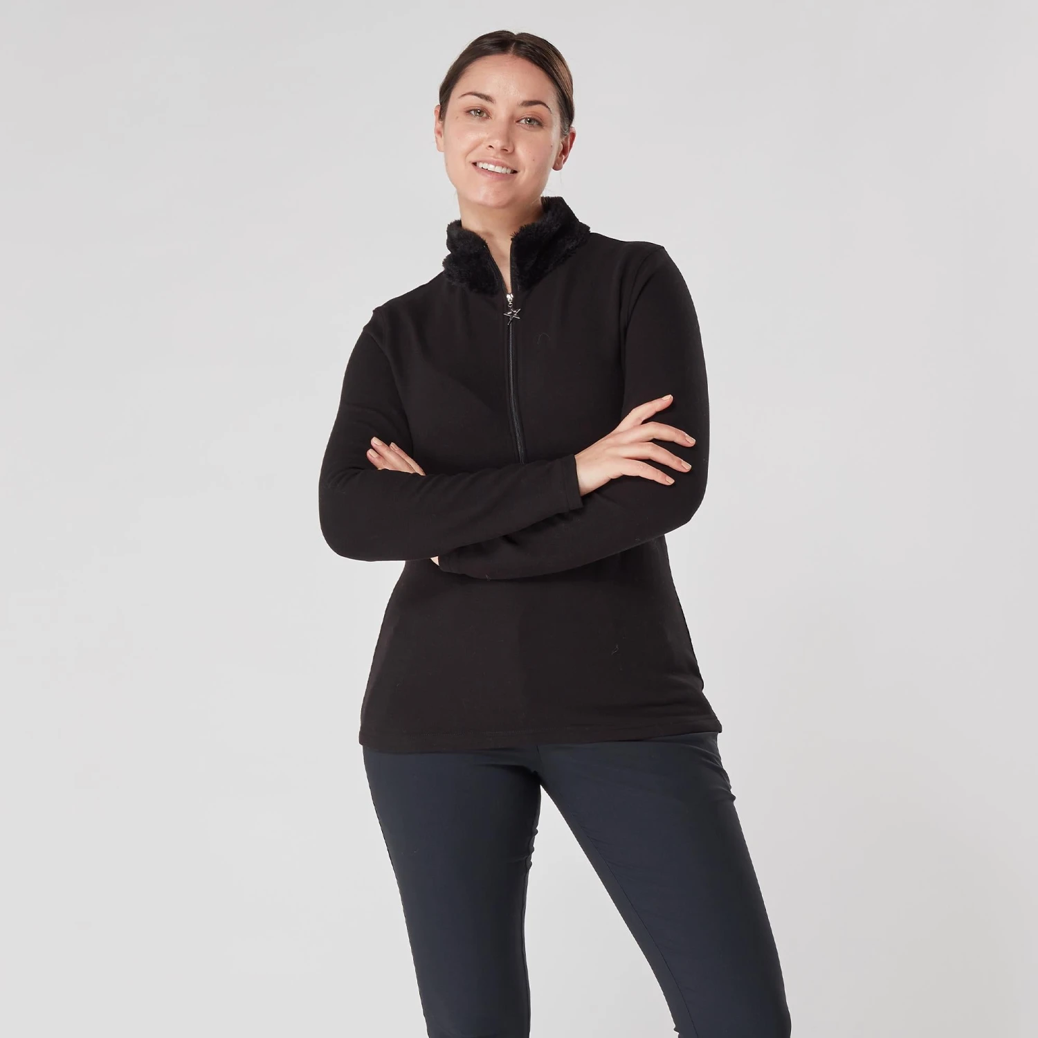 Swing Out Sister Tigress Faux Fur Ladies Golf Polo Shirt Pearl Black 5 Swing Out Sister Tigress Faux Fur Ladies Golf Polo Shirt Pearl Black - Image 3