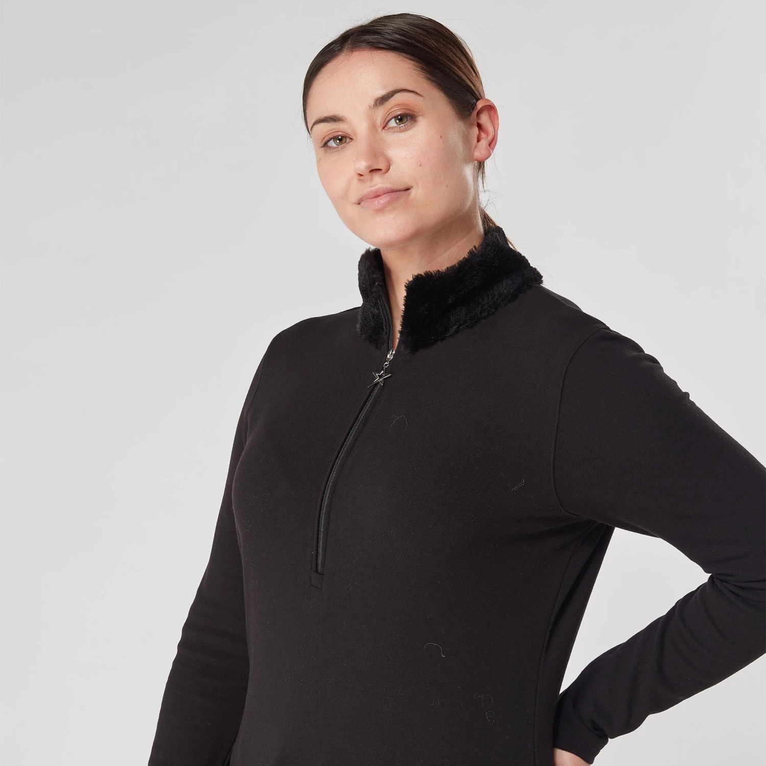 Swing Out Sister Tigress Faux Fur Ladies Golf Polo Shirt Pearl Black 7 Swing Out Sister Tigress Faux Fur Ladies Golf Polo Shirt Pearl Black - Image 5