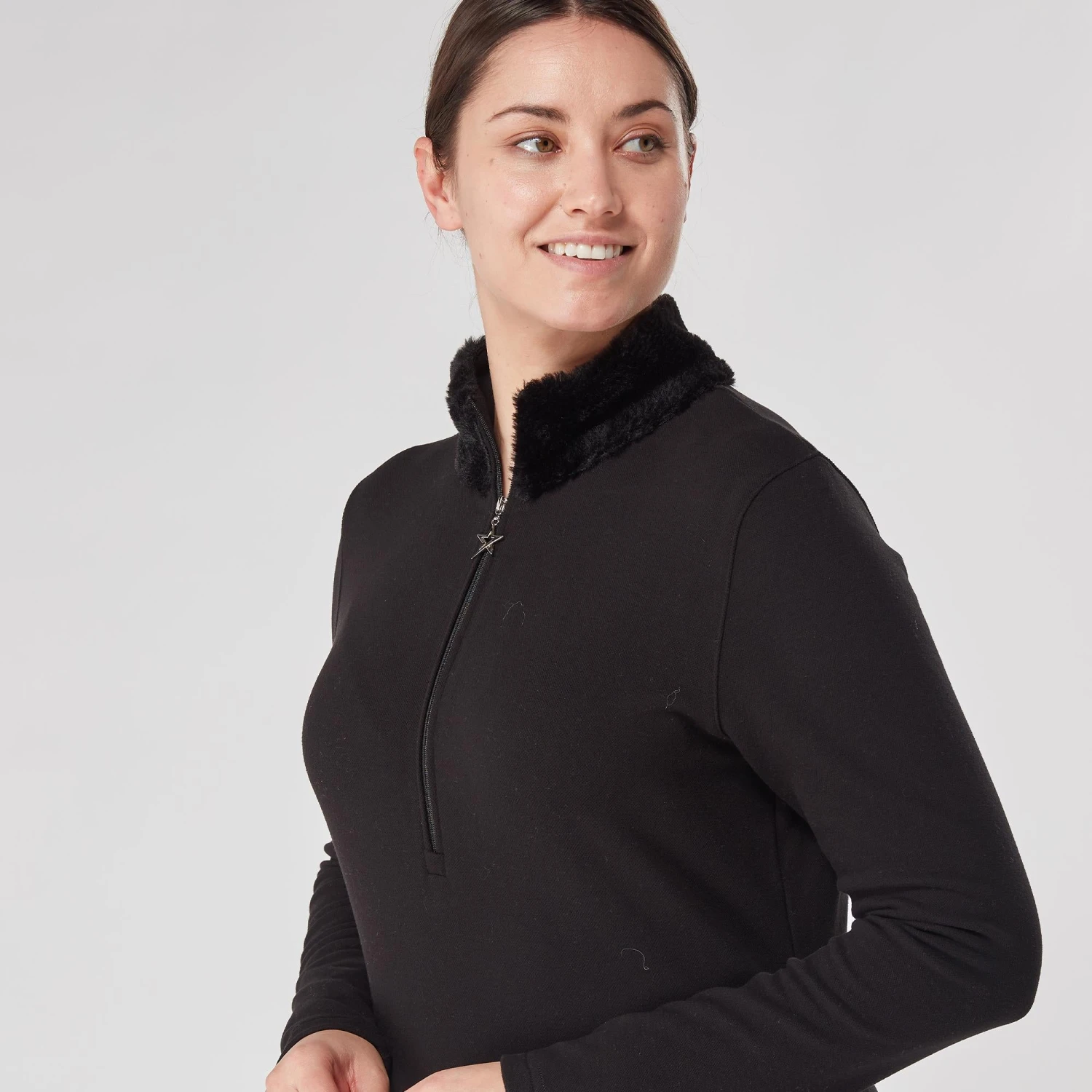 Swing Out Sister Tigress Faux Fur Ladies Golf Polo Shirt Pearl Black 8 Swing Out Sister Tigress Faux Fur Ladies Golf Polo Shirt Pearl Black - Image 6