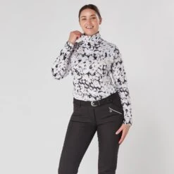 Swing Out Sister Olivia Ladies Golf Roll Neck Bleached Sand/Pearl Black -Teepeg Store image438360403