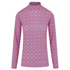 Swing Out Sister Olivia Ladies Golf Roll Neck Neon Pink/Ultimate Grey