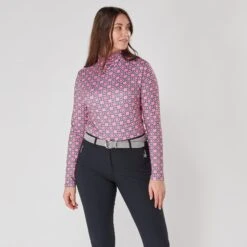 Swing Out Sister Olivia Ladies Golf Roll Neck Neon Pink/Ultimate Grey -Teepeg Store image438360982