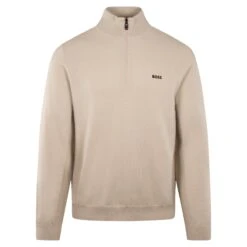 Boss Momentum-X Mens Quarter Zip Sweater Light Beige -Teepeg Store image443172350