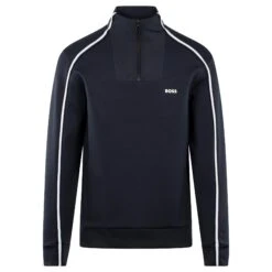Boss Sweat 1 Mens Quarter Zip Sweater Navy -Teepeg Store image443173224