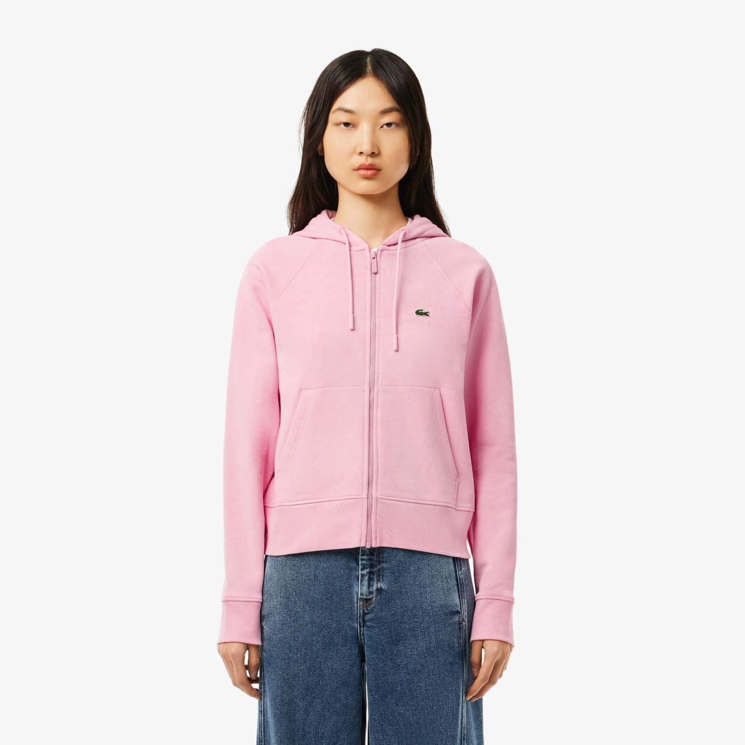 Ladies Lacoste Cotton Blend Hooded Sweatshirt Pink 10 Ladies Lacoste Cotton Blend Hooded Sweatshirt Pink - Image 8