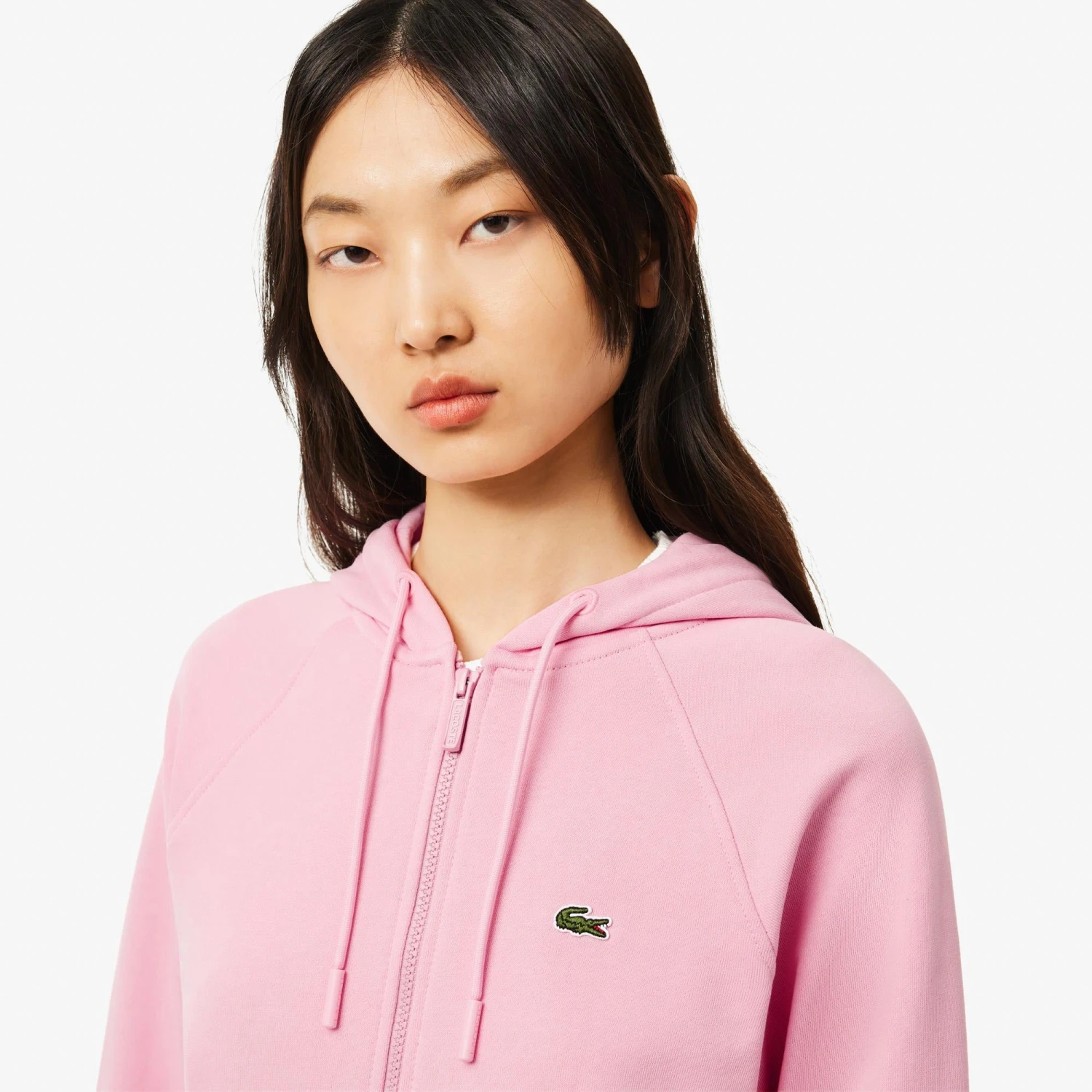 Ladies Lacoste Cotton Blend Hooded Sweatshirt Pink 12 Ladies Lacoste Cotton Blend Hooded Sweatshirt Pink - Image 10