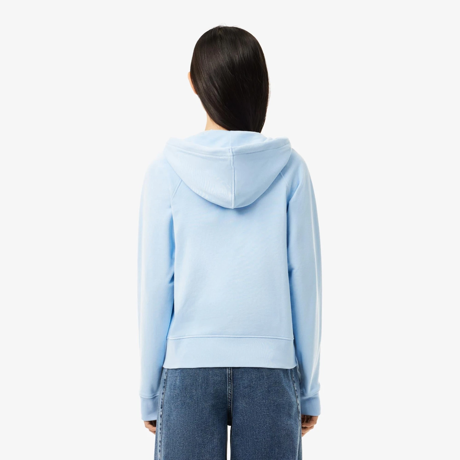 Ladies Lacoste Cotton Blend Hooded Sweatshirt Pale Blue 6 Ladies Lacoste Cotton Blend Hooded Sweatshirt Pale Blue - Image 4