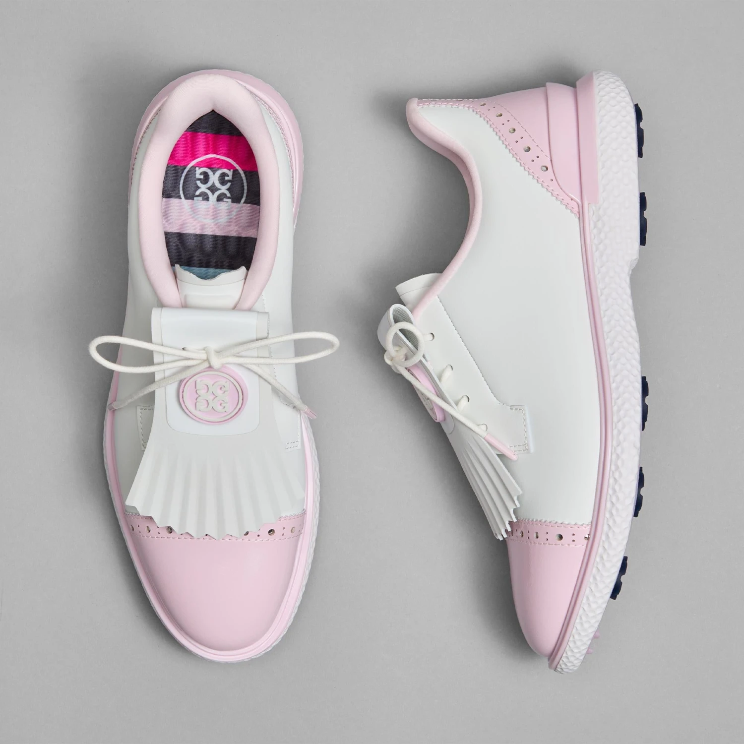 G/FORE Gallivan2r Brogue Cap Toe Kiltie Ladies Golf Shoes Snow/Blush 4 G/FORE Gallivan2r Brogue Cap Toe Kiltie Ladies Golf Shoes Snow/Blush - Image 2