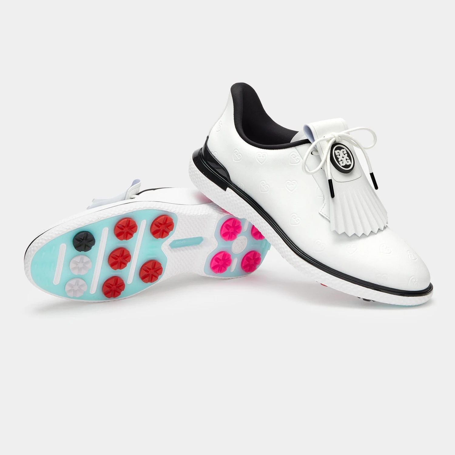 G/FORE Gallivan2r Debossed Heart G's Kiltie Ladies Golf Shoes Snow/Onyx 4 G/FORE Gallivan2r Debossed Heart G's Kiltie Ladies Golf Shoes Snow/Onyx - Image 2