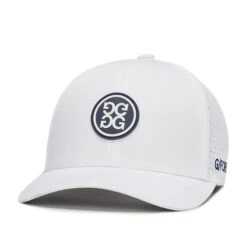 G/FORE Perforated Tipped Brim Circle G's Patch Mens Snapback Cap Snow/Twilight