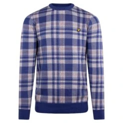 Lyle & Scott Spring Tartan Crew Neck Jumper Mist Lilac