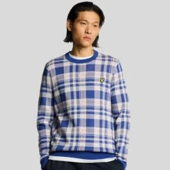 Lyle & Scott Spring Tartan Crew Neck Jumper Mist Lilac 11 Lyle & Scott Spring Tartan Crew Neck Jumper Mist Lilac -Teepeg Store image450856368