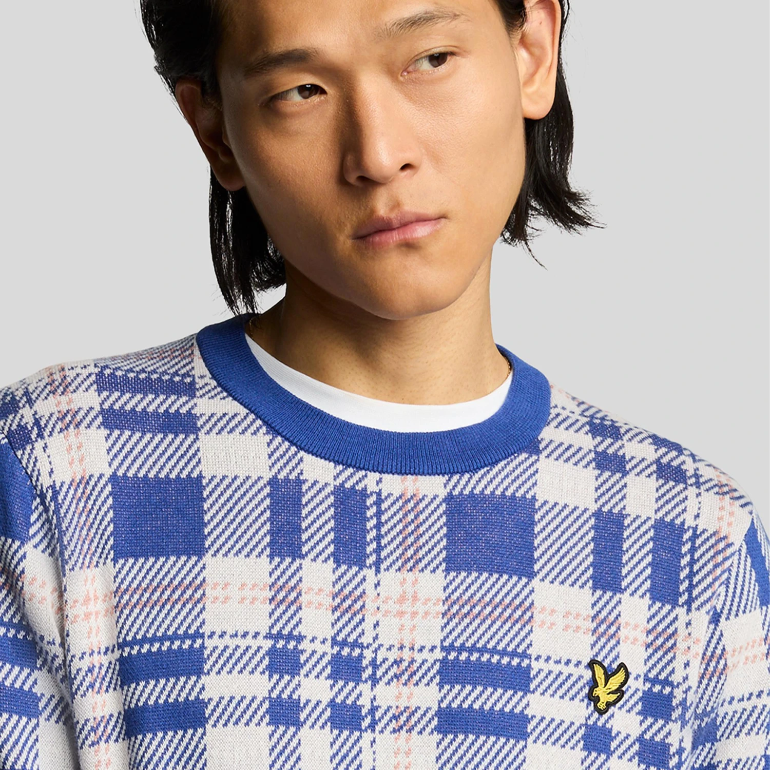 Lyle & Scott Spring Tartan Crew Neck Jumper Mist Lilac 8 Lyle & Scott Spring Tartan Crew Neck Jumper Mist Lilac - Image 6