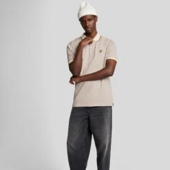 Lyle & Scott Half Tipped Mens Polo Shirt Pale Grey -Teepeg Store image450856831