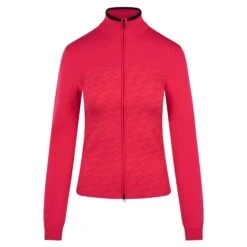 J.Lindeberg J Lindeberg Anna Knitted Ladies Full Zip Golf Sweater Azalea