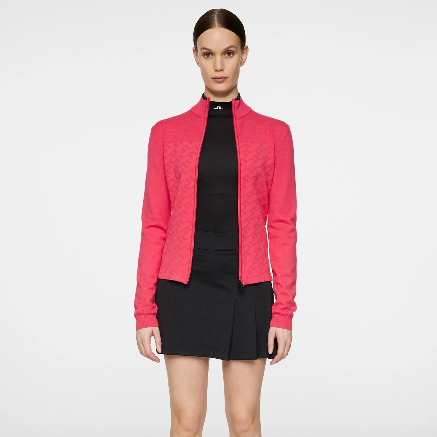 J.Lindeberg J Lindeberg Anna Knitted Ladies Full Zip Golf Sweater Azalea 5 J.Lindeberg J Lindeberg Anna Knitted Ladies Full Zip Golf Sweater Azalea - Image 3