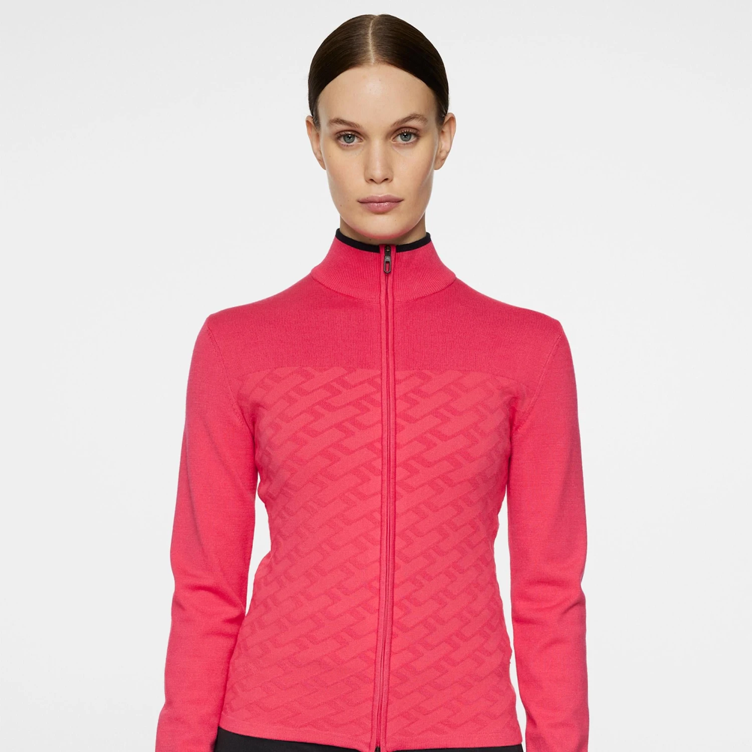 J.Lindeberg J Lindeberg Anna Knitted Ladies Full Zip Golf Sweater Azalea 6 J.Lindeberg J Lindeberg Anna Knitted Ladies Full Zip Golf Sweater Azalea - Image 4