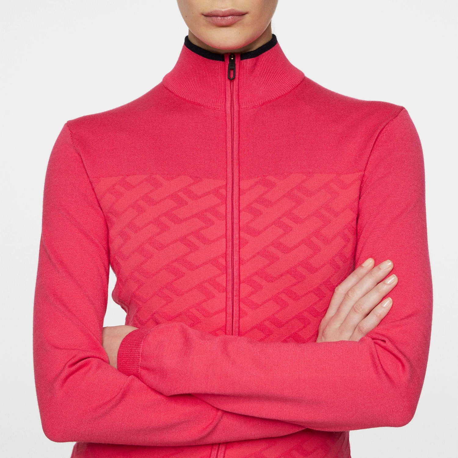 J.Lindeberg J Lindeberg Anna Knitted Ladies Full Zip Golf Sweater Azalea 8 J.Lindeberg J Lindeberg Anna Knitted Ladies Full Zip Golf Sweater Azalea - Image 6