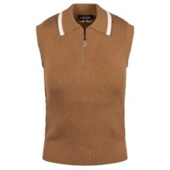 J.Lindeberg J Lindeberg Ramona Ladies Knitted Polo Shirt Tigers Eye