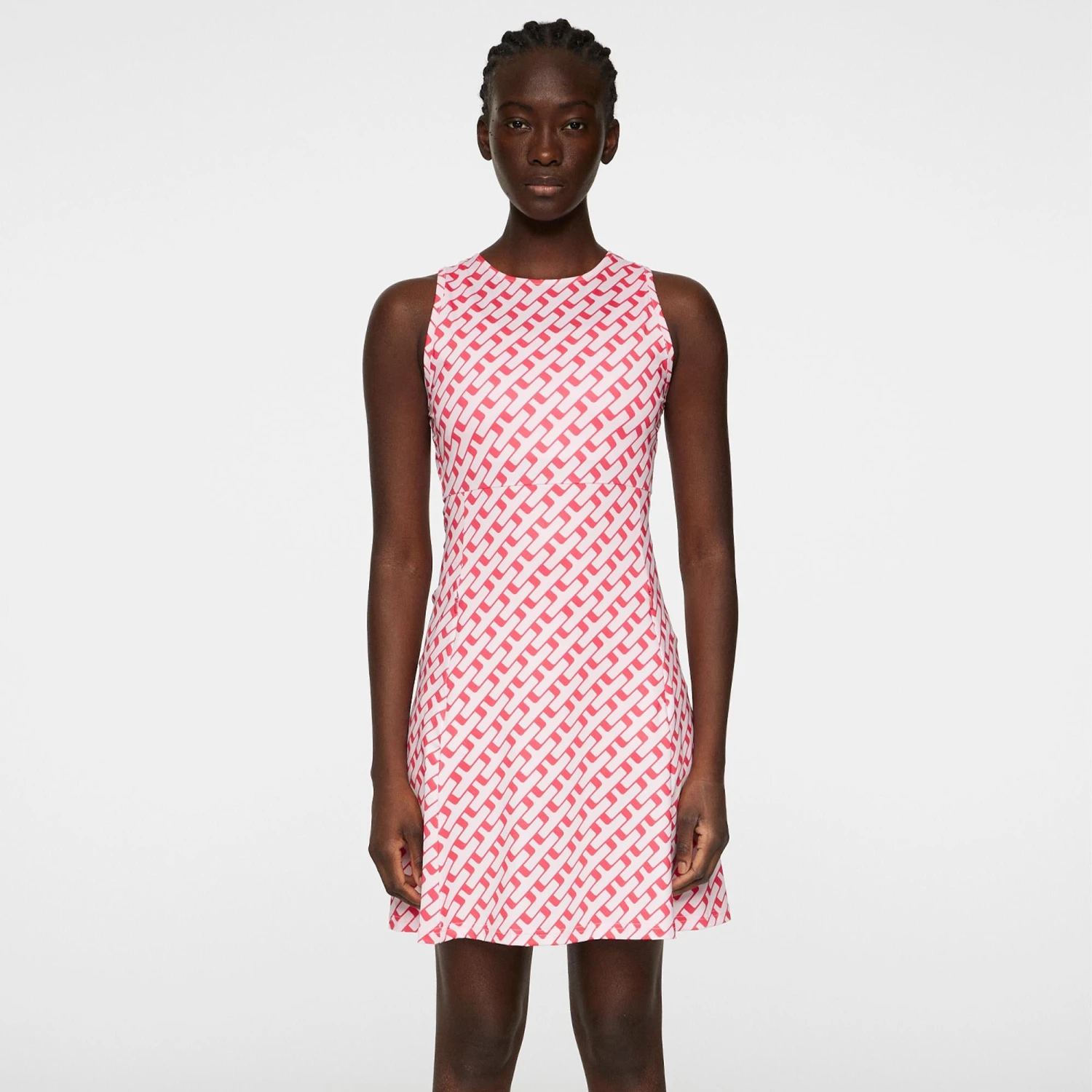 J.Lindeberg J Lindeberg Cora Print Ladies Golf Dress Tour Geo Pink 5 J.Lindeberg J Lindeberg Cora Print Ladies Golf Dress Tour Geo Pink - Image 3