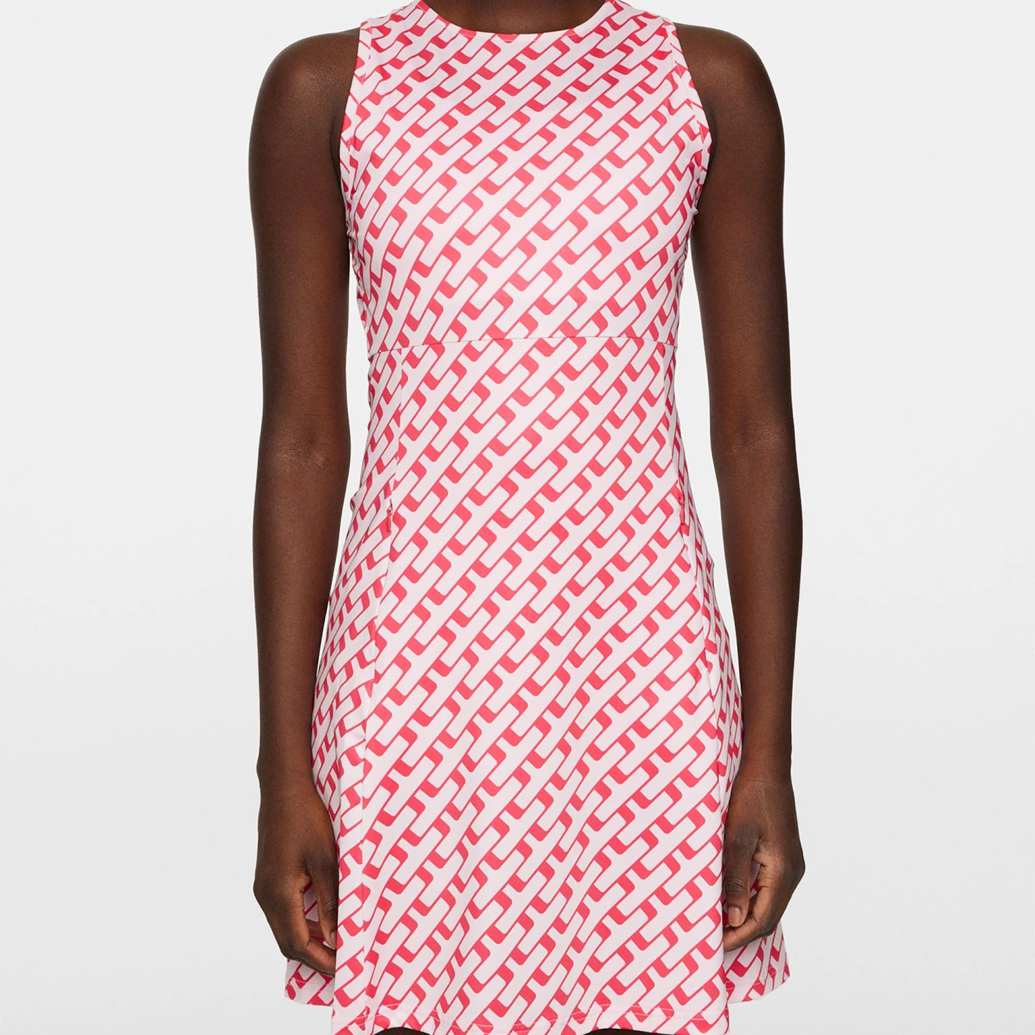 J.Lindeberg J Lindeberg Cora Print Ladies Golf Dress Tour Geo Pink 6 J.Lindeberg J Lindeberg Cora Print Ladies Golf Dress Tour Geo Pink - Image 4