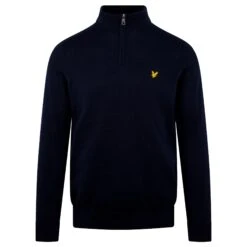 Lyle & Scott Cotton Merion Quarter Zip Jumper Dark Navy