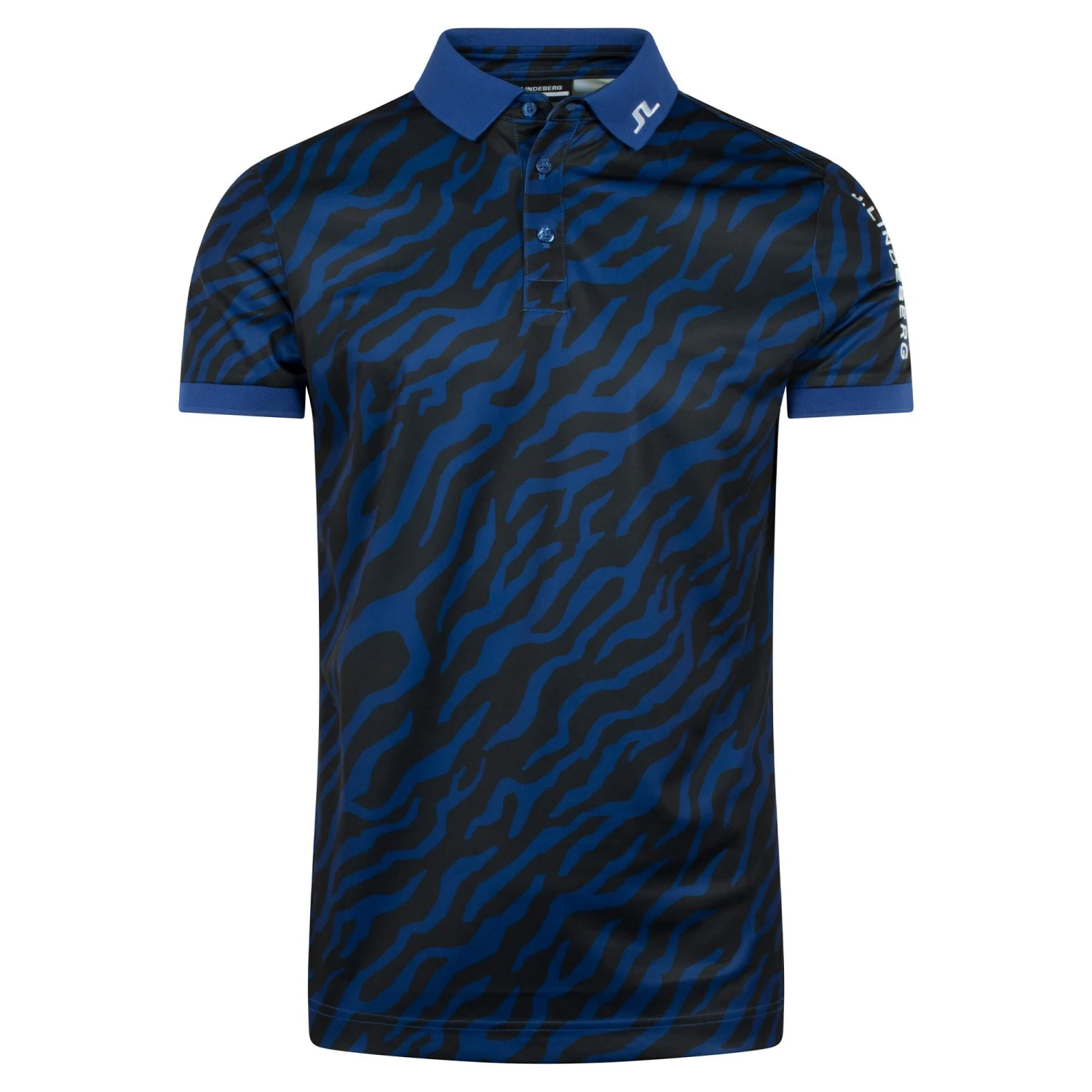 J.Lindeberg J Lindeberg Tour Tech Print Mens Golf Polo Shirt Tour Tiger Clematis 3 J.Lindeberg J Lindeberg Tour Tech Print Mens Golf Polo Shirt Tour Tiger Clematis