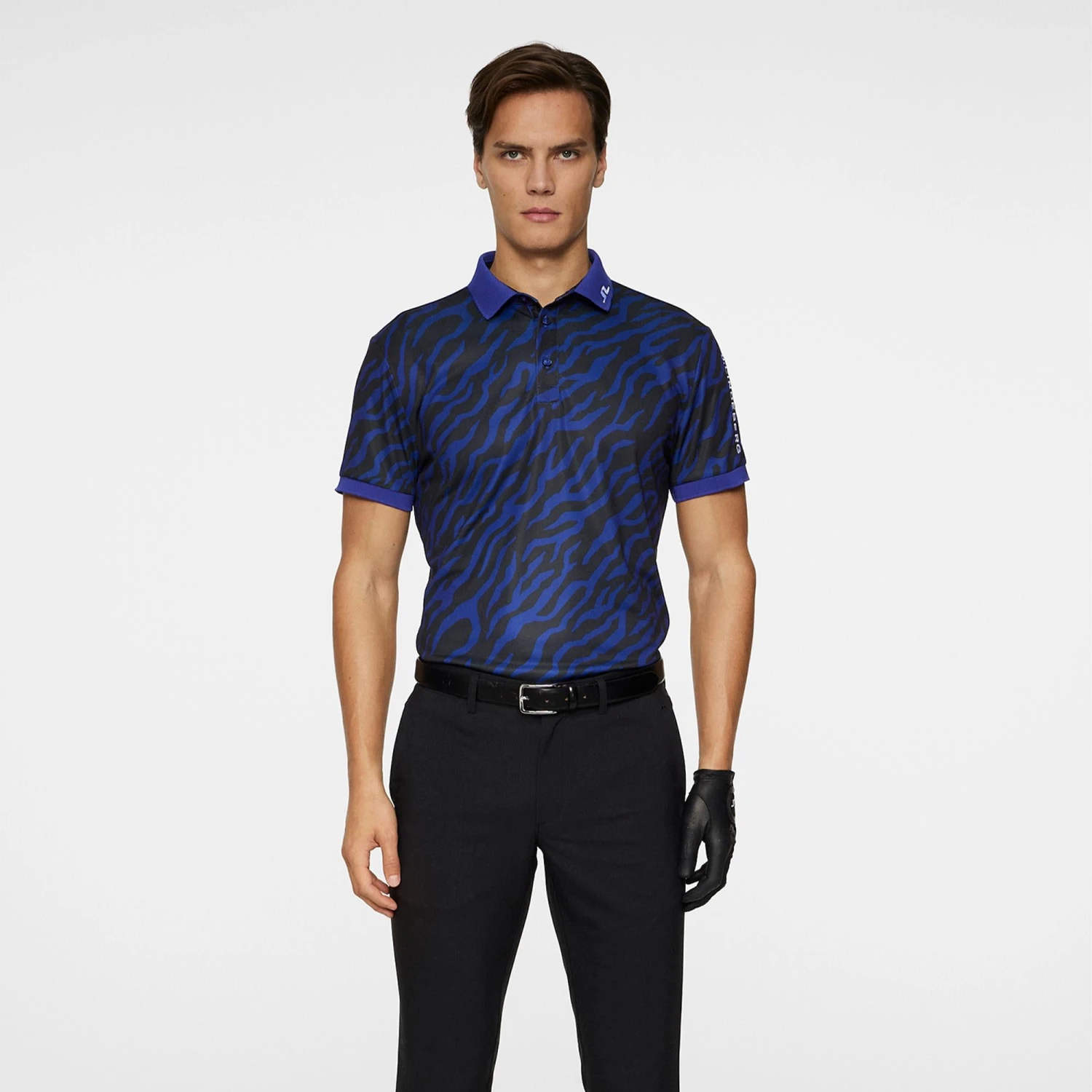 J.Lindeberg J Lindeberg Tour Tech Print Mens Golf Polo Shirt Tour Tiger Clematis 5 J.Lindeberg J Lindeberg Tour Tech Print Mens Golf Polo Shirt Tour Tiger Clematis - Image 3