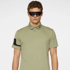J.Lindeberg J Lindeberg Heath Mens Golf Polo Shirt Oil Green -Teepeg Store image451115444