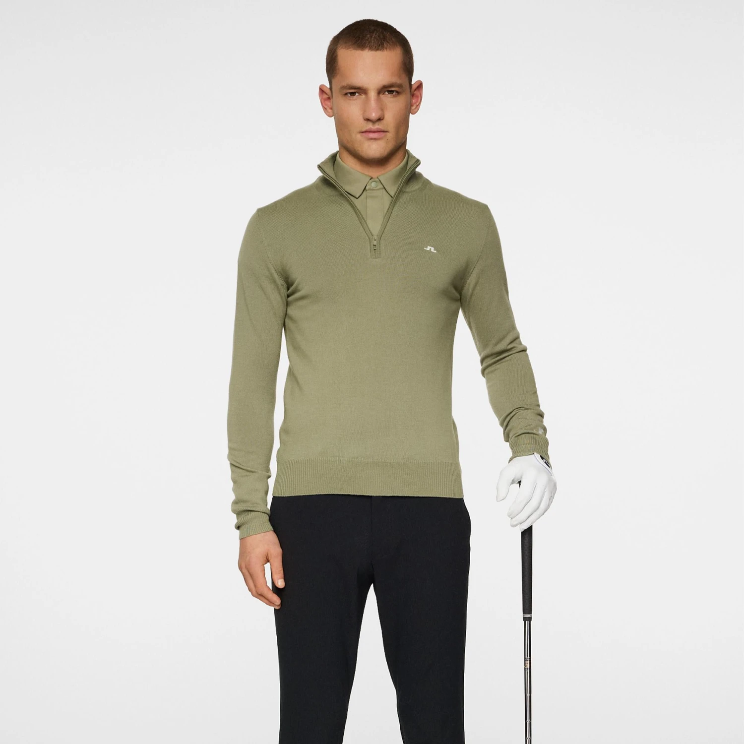 J.Lindeberg J Lindeberg Kian Tour Merino Mens Sweater Oil Green 5 J.Lindeberg J Lindeberg Kian Tour Merino Mens Sweater Oil Green - Image 3