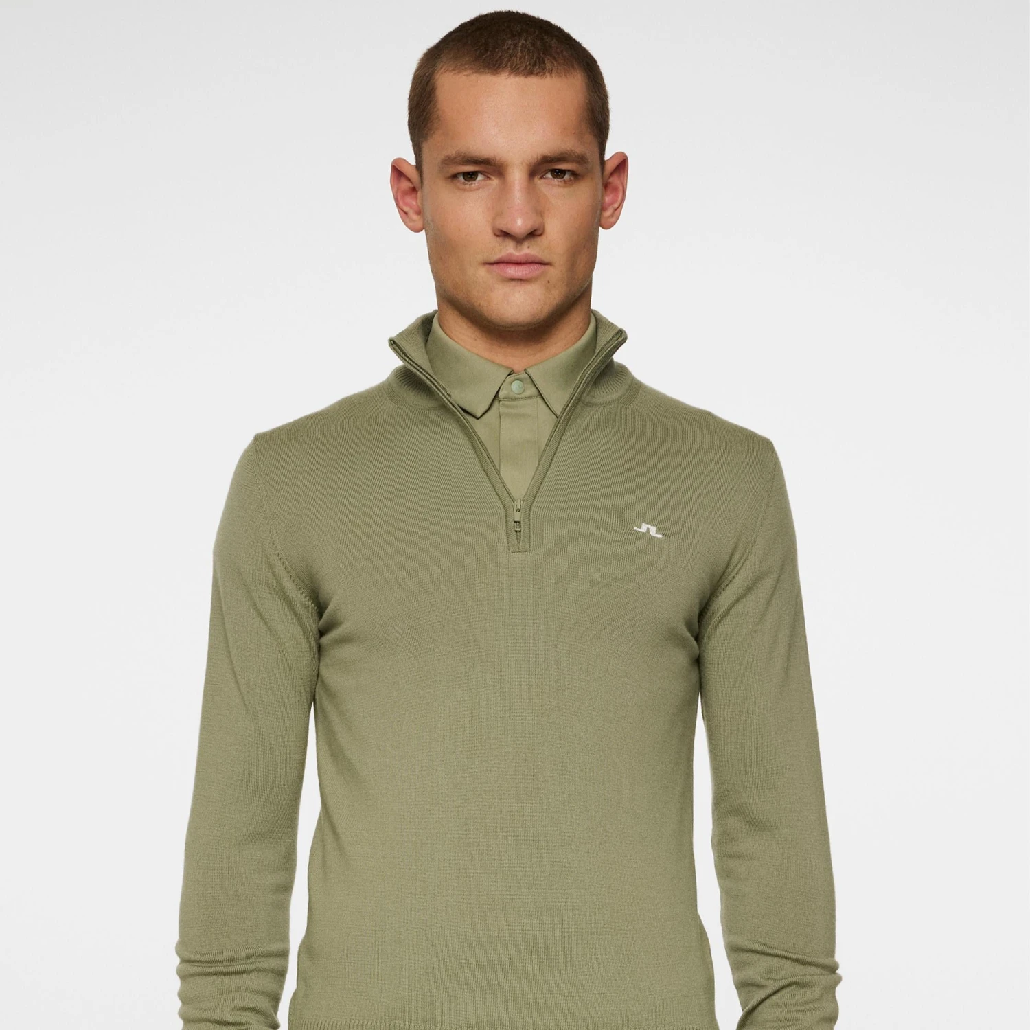 J.Lindeberg J Lindeberg Kian Tour Merino Mens Sweater Oil Green 6 J.Lindeberg J Lindeberg Kian Tour Merino Mens Sweater Oil Green - Image 4