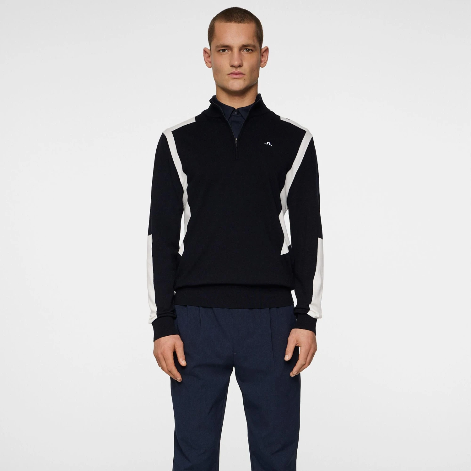 J.Lindeberg J Lindeberg Kendrick Knitted Quarter Zip Mens Sweater Navy 5 J.Lindeberg J Lindeberg Kendrick Knitted Quarter Zip Mens Sweater Navy - Image 3