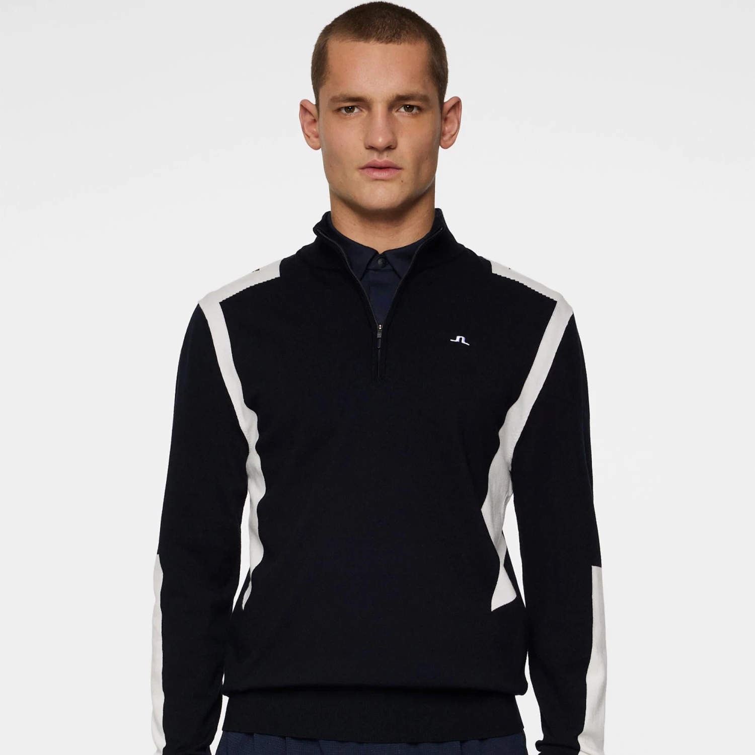J.Lindeberg J Lindeberg Kendrick Knitted Quarter Zip Mens Sweater Navy 6 J.Lindeberg J Lindeberg Kendrick Knitted Quarter Zip Mens Sweater Navy - Image 4